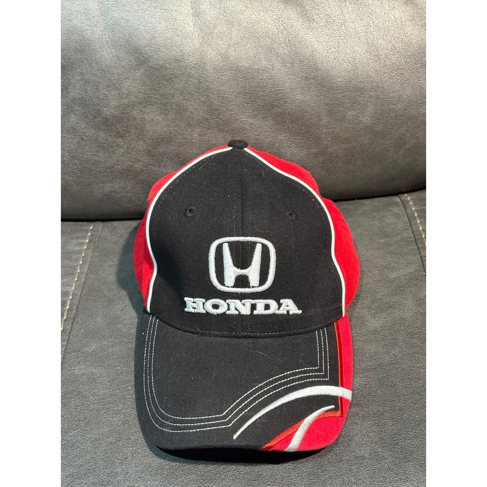 Honda Racing Hat Speedgear Black Red Embroidered Logo Adjustable Baseball Cap